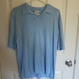 Bachrach Short Sleeve Cotton Rayon Sweater Polo L